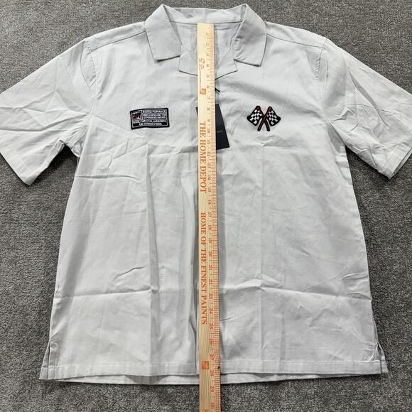 Lark & Owl Motorsport Camp Collar Shirt Gray Cotton XL Racing Embroidered Light - Picture 5 of 10